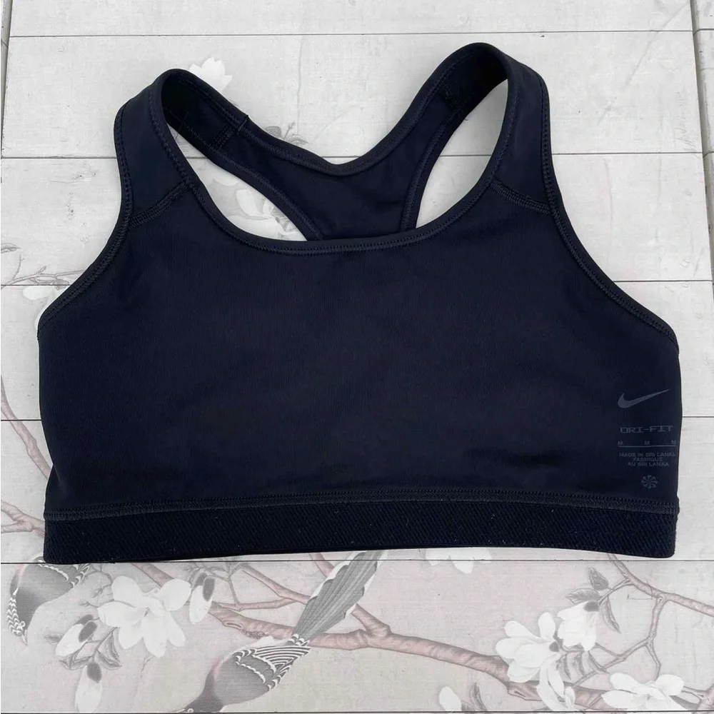 Nike Women's Black Sports Bra with White Logo